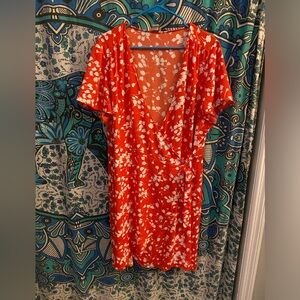 J.Crew Orange Floral Wrap Dress